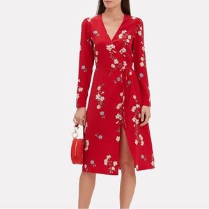 Intermix Ottavia Red Floral 100% Silk Wrap Dress seen on TV